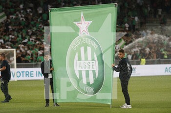 2021-08-21 - Flag of Saint Etienne during the French championship Ligue 1 football match between AS Saint-Etienne and LOSC Lille on August 21, 2021 at Geoffroy-Guichard stadium in Saint-Etienne, France - Photo Romain Biard / Isports / DPPI - AS SAINT-ETIENNE (ASSE) VS LILLE OSC (LOSC) - FRENCH LIGUE 1 - SOCCER