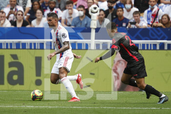 2021-08-22 - EMERSON of Lyon and Akim ZEDADKA of Clermont during the French championship Ligue 1 football match between Olympique Lyonnais and Clermont Foot 63 on August 22, 2021 at Groupama stadium in Decines-Charpieu near Lyon, France - Photo Romain Biard / Isports / DPPI - OLYMPIQUE LYONNAIS VS CLERMONT FOOT 63 - FRENCH LIGUE 1 - SOCCER