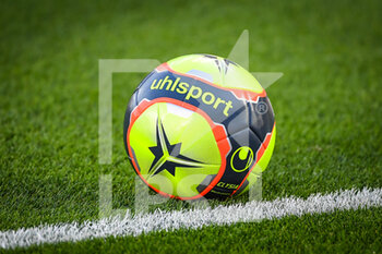 2021-08-27 - Illustration of the uhlsport match ball during the French championship Ligue 1 football match between FC Nantes and Olympique Lyonnais on August 27, 2021 at La Beaujoire - Louis Fonteneau stadium in Nantes, France - Photo Matthieu Mirville / DPPI - FC NANTES VS OLYMPIQUE LYONNAIS - FRENCH LIGUE 1 - SOCCER
