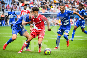 2021-08-29 - Sofiane DIOP of Monaco and Florian TARDIEU of ESTAC Troyes during the French championship Ligue 1 football match between ESTAC Troyes and AS Monaco on August 29, 2021 at Stade de L'Aube in Troyes, France - Photo Matthieu Mirville / DPPI - ESTAC TROYES VS AS MONACO - FRENCH LIGUE 1 - SOCCER