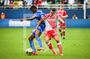 2021-08-29 - Issa KABORE of Troyes and Wissam BEN YEDDER of Monaco during the French championship Ligue 1 football match between ESTAC Troyes and AS Monaco on August 29, 2021 at Stade de L'Aube in Troyes, France - Photo Matthieu Mirville / DPPI - ESTAC TROYES VS AS MONACO - FRENCH LIGUE 1 - SOCCER