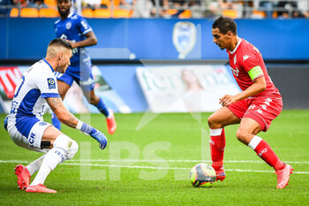 2021-08-29 - Gauthier GALLON of ESTAC Troyes and Wissam BEN YEDDER of Monaco during the French championship Ligue 1 football match between ESTAC Troyes and AS Monaco on August 29, 2021 at Stade de L'Aube in Troyes, France - Photo Matthieu Mirville / DPPI - ESTAC TROYES VS AS MONACO - FRENCH LIGUE 1 - SOCCER