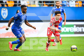 2021-08-29 - Yoann SALMIER of ESTAC Troyes and Sofiane DIOP of Monaco during the French championship Ligue 1 football match between ESTAC Troyes and AS Monaco on August 29, 2021 at Stade de L'Aube in Troyes, France - Photo Matthieu Mirville / DPPI - ESTAC TROYES VS AS MONACO - FRENCH LIGUE 1 - SOCCER