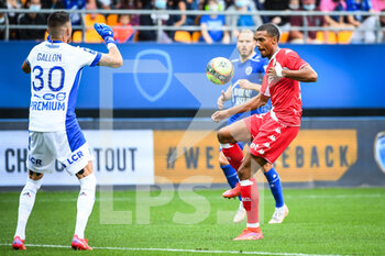 2021-08-29 - Gauthier GALLON of ESTAC Troyes and Wilson ISIDOR of Monaco during the French championship Ligue 1 football match between ESTAC Troyes and AS Monaco on August 29, 2021 at Stade de L'Aube in Troyes, France - Photo Matthieu Mirville / DPPI - ESTAC TROYES VS AS MONACO - FRENCH LIGUE 1 - SOCCER