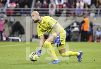 2021-08-29 - Goalkeeper of Reims Predrag Rajkovic during the French championship Ligue 1 football match between Stade de Reims and Paris Saint-Germain on August 29, 2021 at Auguste Delaune stadium in Reims, France - Photo Jean Catuffe / DPPI - STADE DE REIMS VS PARIS SAINT-GERMAIN - FRENCH LIGUE 1 - SOCCER