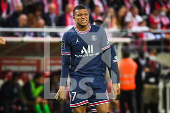 2021-08-29 - Kylian MBAPPE of PSG looks dejected during the French championship Ligue 1 football match between Stade de Reims and Paris Saint-Germain on August 29, 2021 at Auguste Delaune stadium in Reims, France - STADE DE REIMS VS PARIS SAINT-GERMAIN - FRENCH LIGUE 1 - SOCCER
