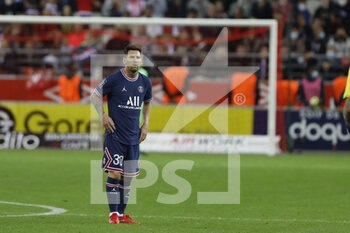 2021-08-29 - Lionel Messi during the French championship Ligue 1 football match between Stade de Reims and Paris Saint-Germain on August 29, 2021 at Auguste Delaune stadium in Reims, France - Photo Mehdi Taamallah / DPPI - STADE DE REIMS VS PARIS SAINT-GERMAIN - FRENCH LIGUE 1 - SOCCER