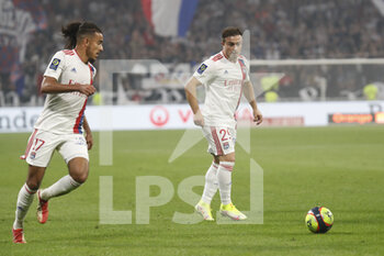 2021-09-12 - Xherdan SHAQIRI of Lyon and Malo GUSTO of Lyon during the French championship Ligue 1 football match between Olympique lyonnais and Racing Club de Strasbourg Alsace on September 12, 2021 at Groupama Stadium in Décines-Charpieu, near Lyon, France - OLYMPIQUE LYONNAIS VS RACING CLUB DE STRASBOURG ALSACE - FRENCH LIGUE 1 - SOCCER