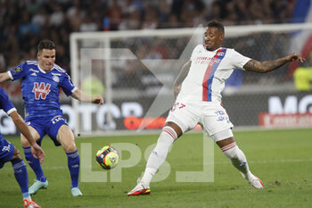 2021-09-12 - Jerome BOATENG of Lyon and Kevin GAMEIRO of Strasbourg during the French championship Ligue 1 football match between Olympique lyonnais and Racing Club de Strasbourg Alsace on September 12, 2021 at Groupama Stadium in Décines-Charpieu, near Lyon, France - OLYMPIQUE LYONNAIS VS RACING CLUB DE STRASBOURG ALSACE - FRENCH LIGUE 1 - SOCCER