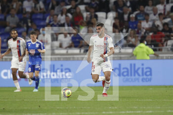 2021-09-12 - Houssem AOUAR of Lyon during the French championship Ligue 1 football match between Olympique lyonnais and Racing Club de Strasbourg Alsace on September 12, 2021 at Groupama Stadium in Décines-Charpieu, near Lyon, France - OLYMPIQUE LYONNAIS VS RACING CLUB DE STRASBOURG ALSACE - FRENCH LIGUE 1 - SOCCER