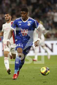 2021-09-12 - Gerzino NYAMSI of Strasbourg during the French championship Ligue 1 football match between Olympique lyonnais and Racing Club de Strasbourg Alsace on September 12, 2021 at Groupama Stadium in Décines-Charpieu, near Lyon, France - OLYMPIQUE LYONNAIS VS RACING CLUB DE STRASBOURG ALSACE - FRENCH LIGUE 1 - SOCCER