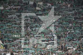 2021-09-18 - Fans of Saint Etienne during the French championship Ligue 1 football match between AS Saint-Etienne and FC Girondins de Bordeaux on September 18, 2021 at Geoffroy-Guichard stadium in Saint-Etienne, France - AS SAINT-ETIENNE VS FC GIRONDINS DE BORDEAUX - FRENCH LIGUE 1 - SOCCER