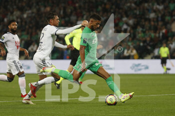 2021-09-18 - Denis BOUANGA of Saint Etienne and Ricardo CHABY MANGAS of Bordeaux during the French championship Ligue 1 football match between AS Saint-Etienne and FC Girondins de Bordeaux on September 18, 2021 at Geoffroy-Guichard stadium in Saint-Etienne, France - AS SAINT-ETIENNE VS FC GIRONDINS DE BORDEAUX - FRENCH LIGUE 1 - SOCCER