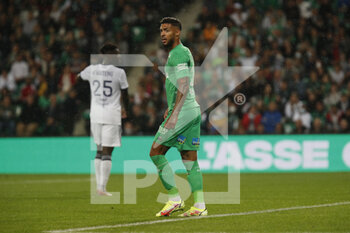 2021-09-18 - Denis BOUANGA of Saint Etienne during the French championship Ligue 1 football match between AS Saint-Etienne and FC Girondins de Bordeaux on September 18, 2021 at Geoffroy-Guichard stadium in Saint-Etienne, France - AS SAINT-ETIENNE VS FC GIRONDINS DE BORDEAUX - FRENCH LIGUE 1 - SOCCER
