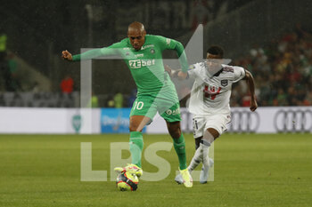 2021-09-18 - Wahdi KHAZRI of Saint Etienne and Javairo DILROSUN of Bordeaux during the French championship Ligue 1 football match between AS Saint-Etienne and FC Girondins de Bordeaux on September 18, 2021 at Geoffroy-Guichard stadium in Saint-Etienne, France - AS SAINT-ETIENNE VS FC GIRONDINS DE BORDEAUX - FRENCH LIGUE 1 - SOCCER