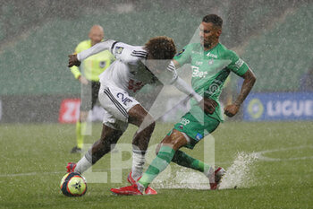 2021-09-18 - Timothee PEMBELE of Bordeaux and Thimothee KOLODZIEJCZAK of Saint Etienne during the French championship Ligue 1 football match between AS Saint-Etienne and FC Girondins de Bordeaux on September 18, 2021 at Geoffroy-Guichard stadium in Saint-Etienne, France - AS SAINT-ETIENNE VS FC GIRONDINS DE BORDEAUX - FRENCH LIGUE 1 - SOCCER
