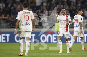2021-09-25 - Henrique SILVA of Lyon and Lucas PAQUETA of Lyon during the French championship Ligue 1 football match between Olympique Lyonnais and FC Lorient on September 25, 2021 at Groupama stadium in Decines-Charpieu near Lyon, France - OLYMPIQUE LYONNAIS VS FC LORIENT - FRENCH LIGUE 1 - SOCCER