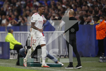 2021-09-25 - Jerome BOATENG of Lyon and Peter BOSZ coach of Lyon during the French championship Ligue 1 football match between Olympique Lyonnais and FC Lorient on September 25, 2021 at Groupama stadium in Decines-Charpieu near Lyon, France - OLYMPIQUE LYONNAIS VS FC LORIENT - FRENCH LIGUE 1 - SOCCER