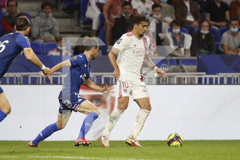 2021-09-25 - Lucas PAQUETA of Lyon and Vincent LE GOFF of Lorient during the French championship Ligue 1 football match between Olympique Lyonnais and FC Lorient on September 25, 2021 at Groupama stadium in Decines-Charpieu near Lyon, France - OLYMPIQUE LYONNAIS VS FC LORIENT - FRENCH LIGUE 1 - SOCCER
