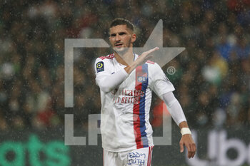 2021-10-03 - Houssem AOUAR of Lyon celebrate the goal during the French championship Ligue 1 football match between AS Saint-Etienne and Olympique Lyonnais on October 3, 2021 at Geoffroy Guichard stadium in Saint-Etienne, France - AS SAINT-ETIENNE VS OLYMPIQUE LYONNAIS - FRENCH LIGUE 1 - SOCCER