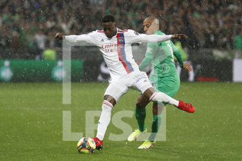 2021-10-03 - Sinaly DIOMANDE of Lyon and Wahdi KHAZRI of Saint Etienne during the French championship Ligue 1 football match between AS Saint-Etienne and Olympique Lyonnais on October 3, 2021 at Geoffroy Guichard stadium in Saint-Etienne, France - AS SAINT-ETIENNE VS OLYMPIQUE LYONNAIS - FRENCH LIGUE 1 - SOCCER