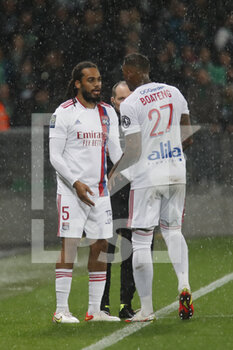 2021-10-03 - Jason DENAYER of Lyon and Jerome BOATENG of Lyon during the French championship Ligue 1 football match between AS Saint-Etienne and Olympique Lyonnais on October 3, 2021 at Geoffroy Guichard stadium in Saint-Etienne, France - AS SAINT-ETIENNE VS OLYMPIQUE LYONNAIS - FRENCH LIGUE 1 - SOCCER