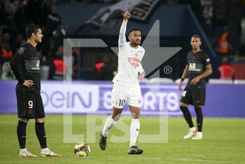 2021-10-15 - Angelo Fulgini of Angers celebrates his goal during the French championship Ligue 1 football match between Paris Saint-Germain (PSG) and SCO Angers on October 15, 2021 at Parc des Princes stadium in Paris, France - PARIS SAINT-GERMAIN VS SCO ANGERS - FRENCH LIGUE 1 - SOCCER