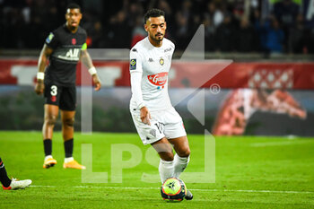 2021-10-15 - Angelo FULGINI of Angers during the French championship Ligue 1 football match between Paris Saint-Germain and SCO Angers on October 15, 2021 at Parc des Princes stadium in Paris, France - PARIS SAINT-GERMAIN VS SCO ANGERS - FRENCH LIGUE 1 - SOCCER