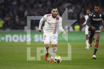 2021-10-16 - Rayan CHERKI of Lyon and Jean LUCAS of Monaco during the French championship Ligue 1 football match between Olympique Lyonnais and AS Monaco on October 16, 2021 at Groupama stadium in Decines-Charpieu near Lyon, France - OLYMPIQUE LYONNAIS VS AS MONACO - FRENCH LIGUE 1 - SOCCER