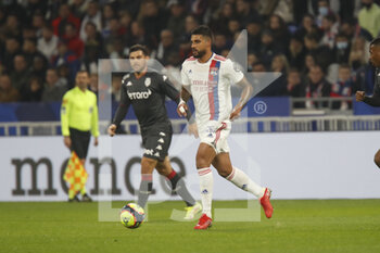 2021-10-16 - Emerson PALMIERI of Lyon during the French championship Ligue 1 football match between Olympique Lyonnais and AS Monaco on October 16, 2021 at Groupama stadium in Decines-Charpieu near Lyon, France - OLYMPIQUE LYONNAIS VS AS MONACO - FRENCH LIGUE 1 - SOCCER