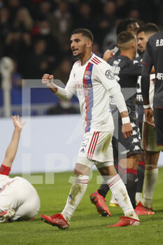 2021-10-16 - Houssem AOUAR of Lyon during the French championship Ligue 1 football match between Olympique Lyonnais and AS Monaco on October 16, 2021 at Groupama stadium in Decines-Charpieu near Lyon, France - OLYMPIQUE LYONNAIS VS AS MONACO - FRENCH LIGUE 1 - SOCCER