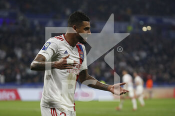 2021-10-16 - Emerson PALMIERI of Lyon celebrate the victory during the French championship Ligue 1 football match between Olympique Lyonnais and AS Monaco on October 16, 2021 at Groupama stadium in Decines-Charpieu near Lyon, France - OLYMPIQUE LYONNAIS VS AS MONACO - FRENCH LIGUE 1 - SOCCER