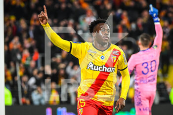 2021-11-05 - Arnaud KALIMUENDO of Lens celebrates his goal during the French championship Ligue 1 football match between RC Lens and ESTAC Troyes on November 5, 2021 at Bollaert-Delelis stadium in Lens, France - RC LENS VS ESTAC TROYES - FRENCH LIGUE 1 - SOCCER
