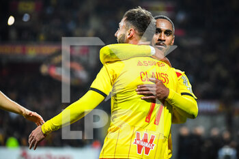 2021-11-05 - Jonathan CLAUSS of Lens celebrate his goal with Wesley SAID of Lens during the French championship Ligue 1 football match between RC Lens and ESTAC Troyes on November 5, 2021 at Bollaert-Delelis stadium in Lens, France - RC LENS VS ESTAC TROYES - FRENCH LIGUE 1 - SOCCER