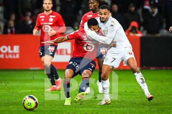 2021-11-06 - REINILDO of Lille and Sofiane BOUFAL of Angers during the French championship Ligue 1 football match between LOSC Lille and SCO Angers on November 6, 2021 at Pierre Mauroy stadium in Villeneuve-d'Ascq near Lille, France - LOSC LILLE VS SCO ANGERS - FRENCH LIGUE 1 - SOCCER