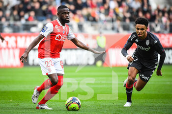 2021-11-07 - Moreto CASSAMA of Reims and Sofiane DIOP of Monaco during the French championship Ligue 1 football match between Stade de Reims and AS Monaco on November 7, 2021 at Auguste Delaune stadium in Reims, France - STADE DE REIMS VS AS MONACO - FRENCH LIGUE 1 - SOCCER