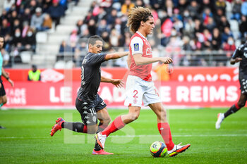 2021-11-07 - Wissam BEN YEDDER of Monaco and Wout FAES of Reims during the French championship Ligue 1 football match between Stade de Reims and AS Monaco on November 7, 2021 at Auguste Delaune stadium in Reims, France - STADE DE REIMS VS AS MONACO - FRENCH LIGUE 1 - SOCCER