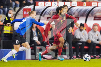 2021-11-13 - Jason Denayer of Belgium and Henri Anier of Estonia during the FIFA World Cup 2022, Qualifiers football match between Belgium and Estonia on November 13, 2021 at the King Baudouin Stadium in Brussels, Belgium - FIFA WORLD CUP 2022, QUALIFIERS - BELGIUM VS ESTONIA - FRENCH LIGUE 1 - SOCCER