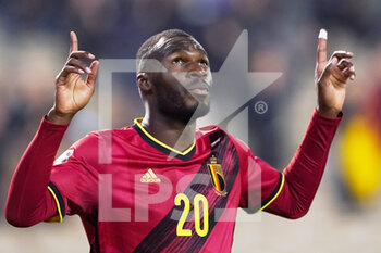 2021-11-13 - Christian Benteke of Belgium celebrates after scoring his sides first goal during the FIFA World Cup 2022, Qualifiers football match between Belgium and Estonia on November 13, 2021 at the King Baudouin Stadium in Brussels, Belgium - FIFA WORLD CUP 2022, QUALIFIERS - BELGIUM VS ESTONIA - FRENCH LIGUE 1 - SOCCER