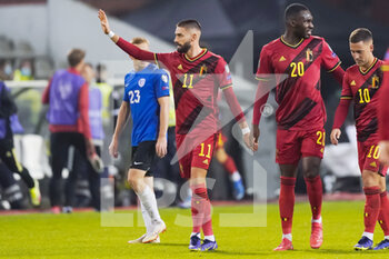 2021-11-13 - Yannick Carrasco of Belgium celebrates after scoring his sides second goal during the FIFA World Cup 2022, Qualifiers football match between Belgium and Estonia on November 13, 2021 at the King Baudouin Stadium in Brussels, Belgium - FIFA WORLD CUP 2022, QUALIFIERS - BELGIUM VS ESTONIA - FRENCH LIGUE 1 - SOCCER