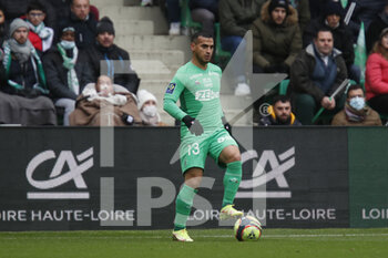 2021-11-28 - Miguel TRAUCO of Saint Etienne during the French championship Ligue 1 football match between AS Saint-Etienne and Paris Saint-Germain on November 28, 2021 at Geoffroy Guichard stadium in Saint-Etienne, France - AS SAINT-ETIENNE (ASSE) VS PARIS SAINT-GERMAIN (PSG) - FRENCH LIGUE 1 - SOCCER