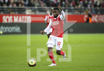 2021-12-11 - Moreto Cassama of Reims during the French championship Ligue 1 football match between Stade de Reims and AS Saint-Etienne (ASSE) on December 11, 2021 at Stade Auguste Delaune in Reims, France - STADE DE REIMS VS AS SAINT-ETIENNE (ASSE) - FRENCH LIGUE 1 - SOCCER