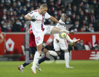 2021-12-12 - Islam Slimani of Lyon during the French championship Ligue 1 football match between Lille OSC (LOSC) and Olympique Lyonnais (Lyon, OL) on December 12, 2021 at Stade Pierre Mauroy in Villeneuve-d'Ascq near Lille, France - LOSC LILLE VS OLYMPIQUE LYONNAIS (LYON) - FRENCH LIGUE 1 - SOCCER