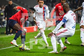 2021-12-12 - Jonathan BAMBA of Lille during the French championship Ligue 1 football match between LOSC Lille and Olympique Lyonnais (Lyon) on December 12, 2021 at Pierre Mauroy stadium in Villeneuve-d'Ascq near Lille, France - LOSC LILLE VS OLYMPIQUE LYONNAIS (LYON) - FRENCH LIGUE 1 - SOCCER