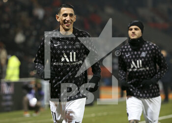 2021-12-22 - Angel Di Maria, Mauro Icardi of PSG during the French championship Ligue 1 football match between Fc Lorient (FCL) and Paris Saint-Germain (PSG) on December 22, 2021 at Stade du Moustoir in Lorient, France - FC LORIENT (FCL) VS PARIS SAINT-GERMAIN (PSG) - FRENCH LIGUE 1 - SOCCER