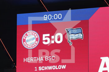 2021-08-28 - Illustration scoreboard during the German championship Bundesliga football match between Bayern Munich and Hertha BSC Berlin on August 28, 2021 at Allianz Arena in Munich, Germany - Photo Marcel Engelbrecht / firo Sportphoto / DPPI - BAYERN MUNICH VS HERTHA BSC BERLIN - GERMAN BUNDESLIGA - SOCCER