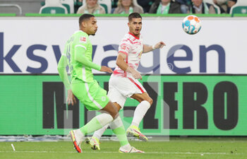 2021-08-29 - Andre Silva of Leipzig and Maxence Lacroix of Wolfsburg during the German championship Bundesliga football match between VfL Wolfsburg and RB Leipzig on August 29, 2021 at Volkswagen Arena in Wolfsburg, Germany - Photo Sebastian El-Saqqa / firo Sportphoto / DPPI - VFL WOLFSBURG VS RB LEIPZIG - GERMAN BUNDESLIGA - SOCCER
