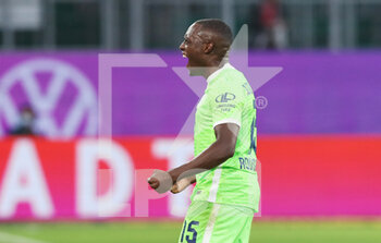 2021-08-29 - Jerome Roussillon of Wolfsburg celebrates after his goal during the German championship Bundesliga football match between VfL Wolfsburg and RB Leipzig on August 29, 2021 at Volkswagen Arena in Wolfsburg, Germany - Photo Sebastian El-Saqqa / firo Sportphoto / DPPI - VFL WOLFSBURG VS RB LEIPZIG - GERMAN BUNDESLIGA - SOCCER