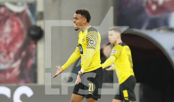2021-11-06 - Donyell Malen of Borussia Dortmund reacts during the German championship Bundesliga football match between RB Leipzig and Borussia Dortmund on November 6, 2021 at Red Bull Arena in Leipzig, Germany - RB LEIPZIG VS BORUSSIA DORTMUND - GERMAN BUNDESLIGA - SOCCER