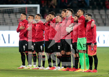 2021-09-08 - Albanian National Team during the Fifa World Cup Qualifiers , Qatar 2022, football match between the national teams of Albania and San Marino on September 08, 2021 at Elbasan Arena - Albania - 
Photo Nderim Kaceli - QUALIFICAZIONI MONDIALI QATAR 2022 - ALBANIA VS SAN MARINO - FIFA WORLD CUP - SOCCER